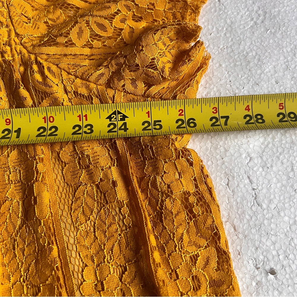 Kate & Mallory Mustard Yellow Lace Blouse with Ruffles-Size 2X - Picture 7 of 16